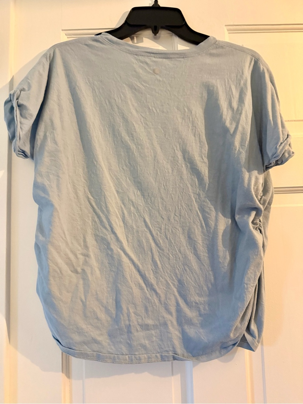 Like New Relaxed Light Blue Short Sleeve Top w Side Ruching, Sz M, fits like S